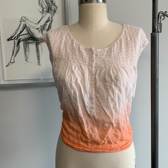 Free People Little Bit of Something Smocked Ombré Top - Picture 1 of 5